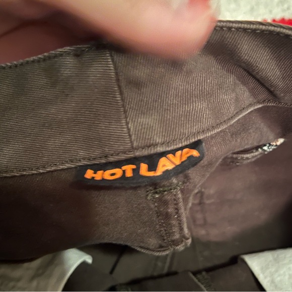 HOT LAVA Khaki Olive Green/Brown Work Wear Pants w/ Embroidered Cherubs - Picture 4 of 10